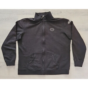 Harley-Davidson Ladies 1X Hoodie Black Zip Up Hooded Casual Biker Sweatshirt